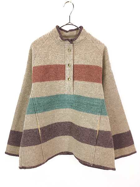 レディース 古着 70s USA製 WoolRich マルチ ボーダー プルオーバー