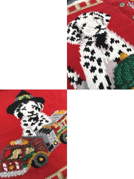レディース 古着 Signatures By Northern Isles 犬 わんちゃん 消防士 麻 コットン ハンド ニット カーディガン M 古着 最終売り尽くし】レディース 古着 Signatures By Northern Isles