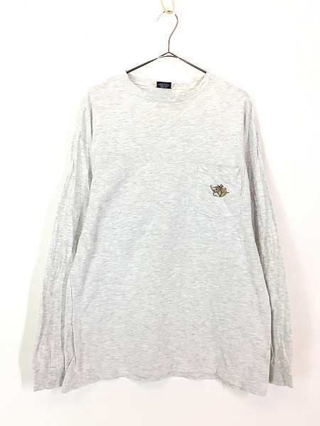 古着 90s USA製 NAUTICA フィッシング アート グラフィック ポケット付 長袖 Tシャツ ロンT L 古着
