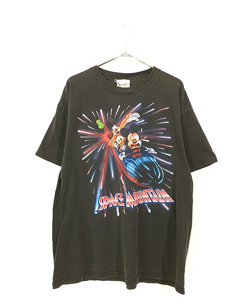 90s ディズニー オフィシャル グーフィー 両面 プリント Tシャツ L 黒