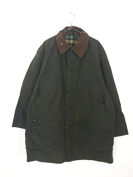 古着 80s 英国製 Barbour 2ワラント 「BORDER」 オイルド ワックス コーティング コート 44