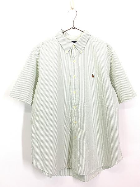 古着 90s Ralph Lauren 「CLASSIC FIT」 ポニー カラー 刺しゅう ストライプ BD シャツ XL 古着 5,390円