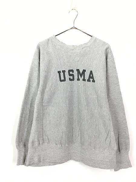 古着 80s USA製 Champion Reverse Weave 「USMA」 染み込み 前Ｖ