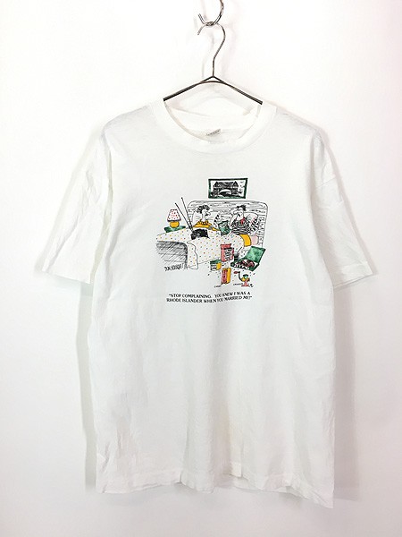 古着 90s USA製 Don Bousquet 「RHODE ISLANDER」 ファニー ポップ アート Tシャツ Lの通販は