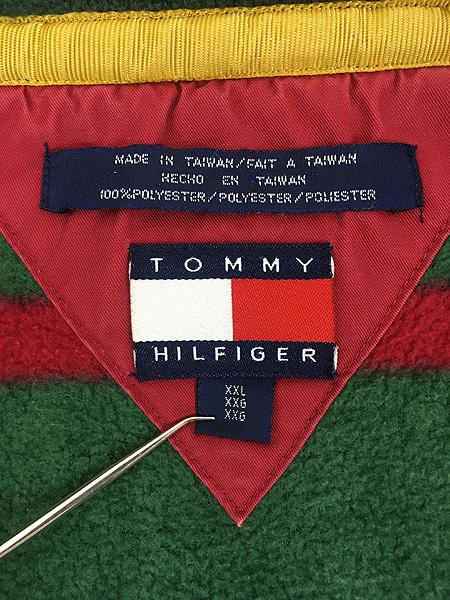 古着 90s TOMMY HILFIGE マルチ ボーダー ハーフジップ フリース ジャケット XXL 古着 フリースジャケット