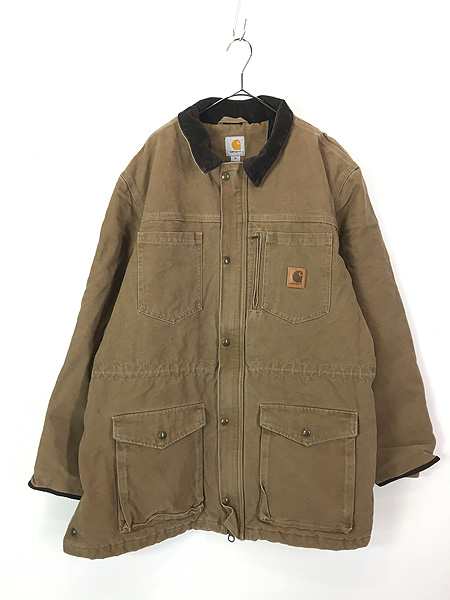 古着 Carhartt 防寒 モカ ブラウン ダック 7ポケット ミドル ジャケット XL 古着