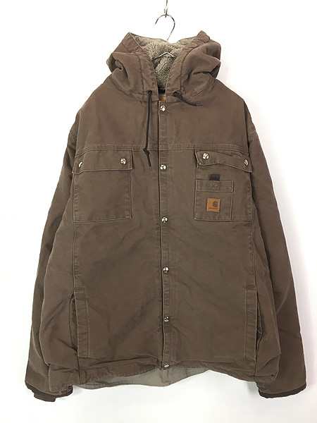 古着 Carhartt 裏ボア 多ポケット ピンク ダック ジャケット パーカー