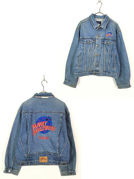 古着 90s PLANET HOLLYWOOD 「Atlanta」 刺しゅう デニム ジャケット Gジャン S 古着の通販は 8,690円