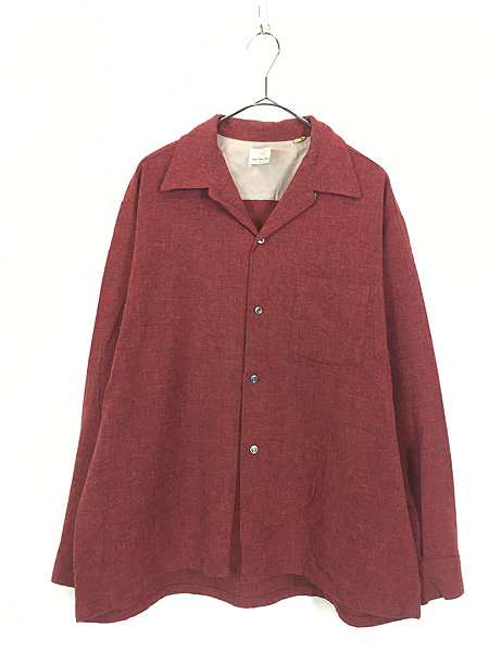 古着 70s BRENT 無地 ソリッド 開襟 ウール ボックス シャツ Lの通販は 6,838円