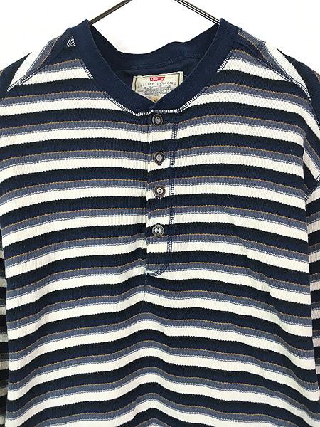 古着 90s Levi's マルチ ボーダー ヘンリーネック リブ編 サーマル