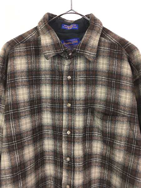 古着 00s Pendleton オンブレ シャドー チェック ウール シャツ XL