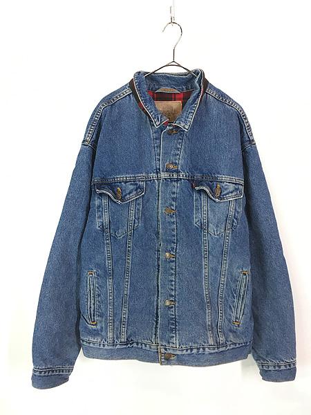 古着 90s USA製 Levi's 70427 バッファロー チェック ブランケット デニム トラッカー ジャケット Gジャン XL位の通販は 8,690円