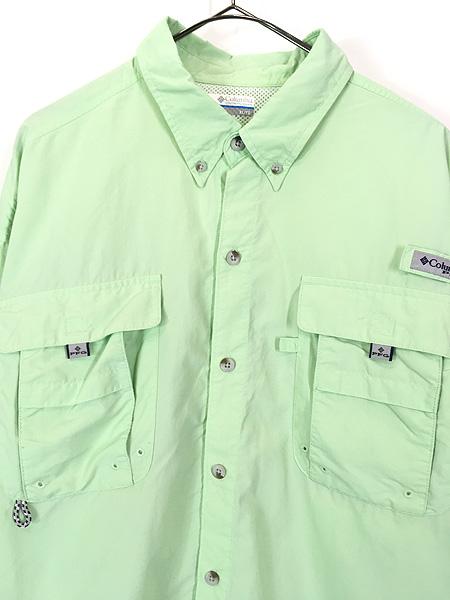 古着 Columbia PFG 「OMNI SHADE」 ナイロン アウトドア BD シャツ 黄緑 XL 古着の通販は