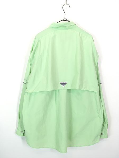 古着 Columbia PFG 「OMNI SHADE」 ナイロン アウトドア BD シャツ 黄緑 XL 古着の通販は