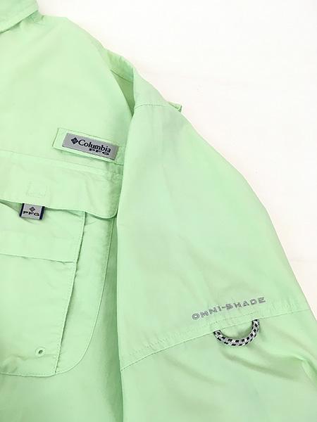 古着 Columbia PFG 「OMNI SHADE」 ナイロン アウトドア BD シャツ 黄緑 XL 古着の通販は