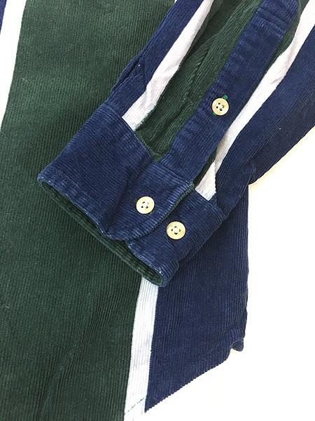 90s TOMMY HILFIGER コーデュロイ マルチストライプシャツ トミーヒルフィガー 古着 90s TOMMY HILFIGER マルチ ストライプ コーデュロイ BD シャツ L