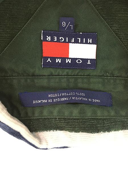 90s TOMMY HILFIGER コーデュロイ マルチストライプシャツ トミーヒルフィガー 古着 90s TOMMY HILFIGER マルチ ストライプ コーデュロイ BD シャツ L