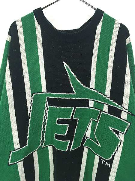 古着 90s NFL New York Jets ジェッツ アクリル ニット セーター XXL 