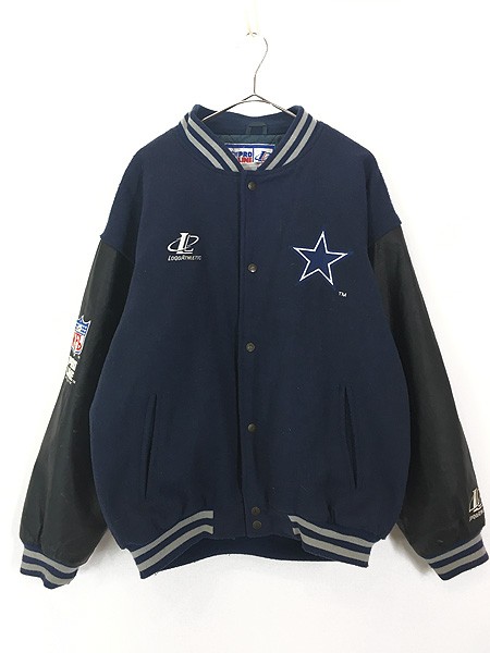 古着 90s NFL Dallas Cowboys カウボーイズ パデット ウール スタジャン ジャケット L 古着