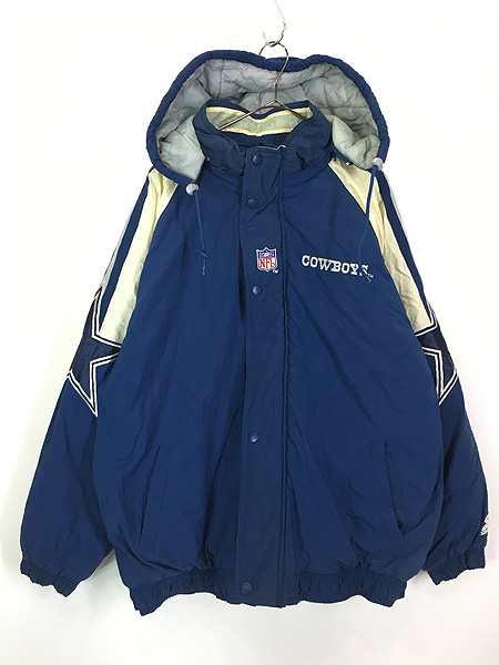 古着 90s NFL Dallas Cowboys カウボーイズ 2way パデット ナイロン ジャケット パーカー XL位 古着