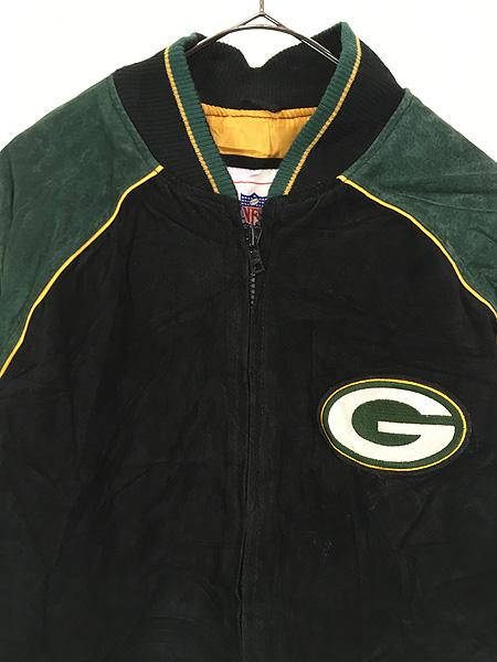 古着 NFL Green Bay Packers パッカーズ 本革 オール スエード