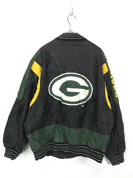 古着 90s NFL Green Bay Packers パッカーズ 本革 オールレザー