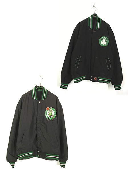 古着 90s JH Design × NBA Boston Celtics セルティックス リバーシブル ウール スタジャン ジャケット L 古着