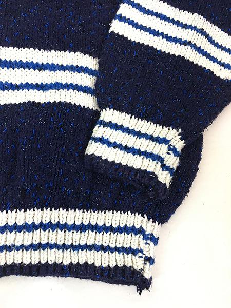 古着 90s USA製 TONY LAMBERT マルチ ボーダー コットン ニット セーター Lの通販は