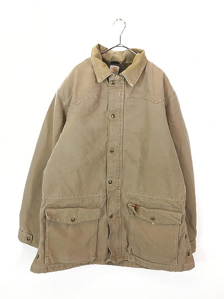 古着 Carhartt 裏地 ブランケット ウエスタンヨーク ブラウン ダック ミドル ジャケット XL 古着