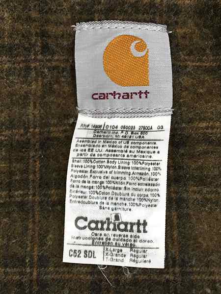 古着 Carhartt 裏地 ブランケット ウエスタンヨーク ブラウン ダック ミドル ジャケット XL 古着