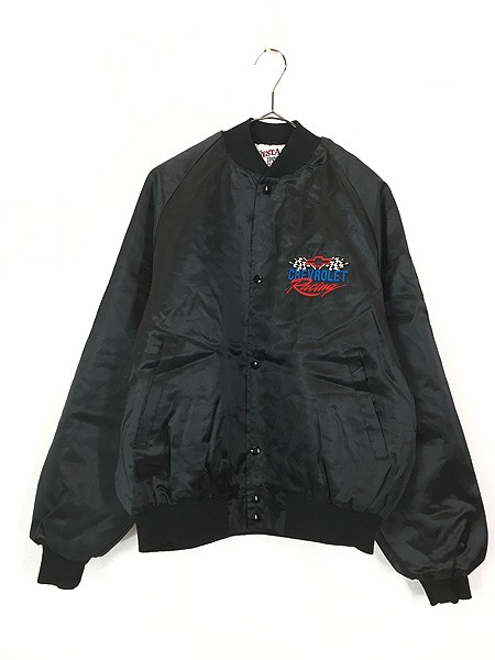 古着 90s CHEVROLET シボレー レーシング 光沢 サテン ジャケット L