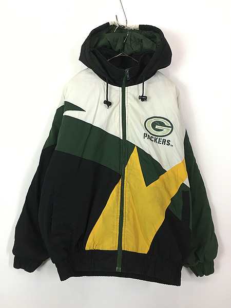 古着 90s NFL Green Bay Packers パッカーズ パデット ナイロン ジャケット パーカー L 古着