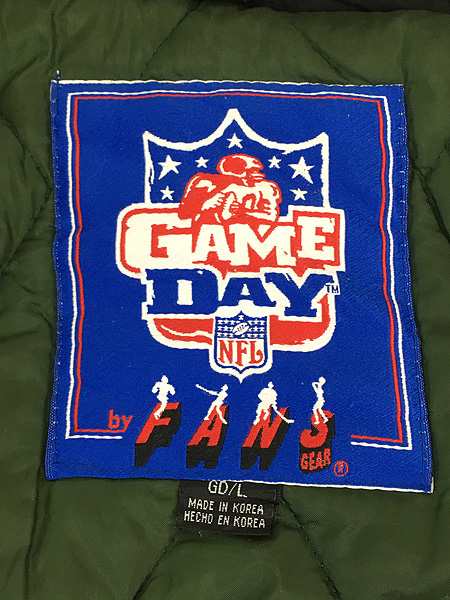 古着 90s NFL Green Bay Packers パッカーズ パデット ナイロン ジャケット パーカー L 古着