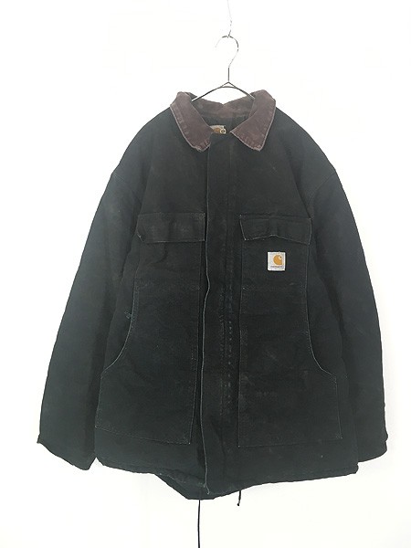 古着 90s Carhartt ブラック ダック パデット トラディショナル コート XXL位 古着