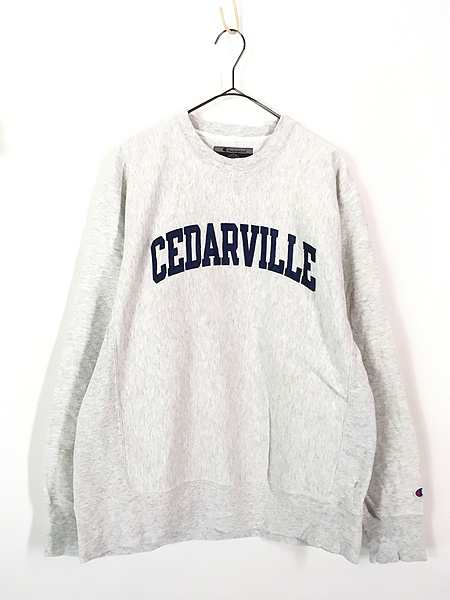 古着 00s- Champion Reverse Weave 「CEDARVILLE」 ナイロン パッチ リバース スウェット グレー M 古着