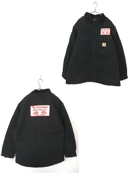 古着 Carhartt 企業 パッチ ブラック ダック パデット トラディショナル コート XL 古着