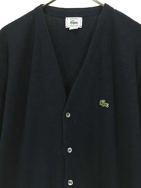 古着 80s USA製 IZOD LACOSTE ワニ パッチ アクリル ニット カーディガン 紺 L 古着｜au PAY マーケット