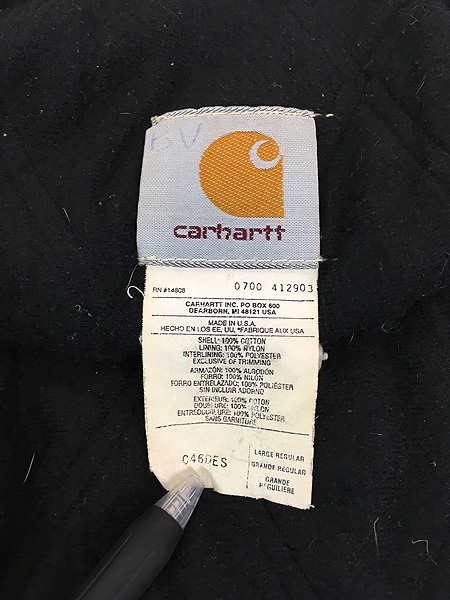 古着 90s USA製 Carhartt 防寒 ウエスタンヨーク デザート ダック パデット ミドル ジャケット L 古着