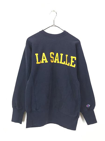 古着 90s USA製 Champion Reverse Weave 「LA SALLE」 プリント リバース スウェット M 古着の通販は