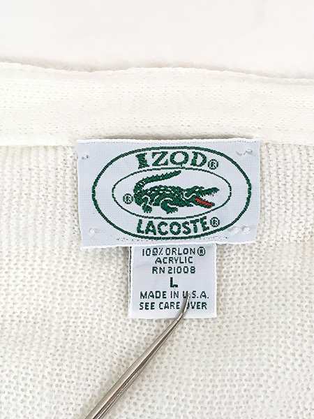 古着 80s USA製 IZOD LACOSTE ワニ パッチ アクリル ニット