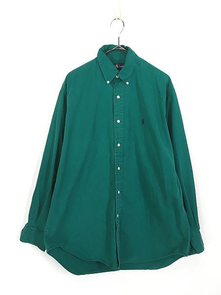 古着 90s Ralph Lauren 「BLAIRE」 ワンポイント ソリッド コットンツイル BD シャツ 緑 M 古着 5,390円