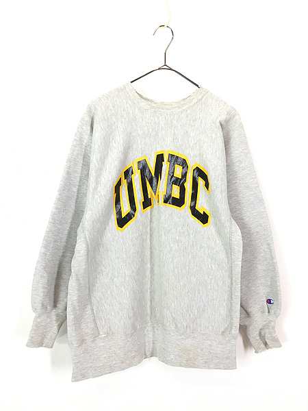 古着 90s USA製 Champion Reverse Weave 「UMBC」 カレッジ 光沢 プリント リバース スウェット L 古着