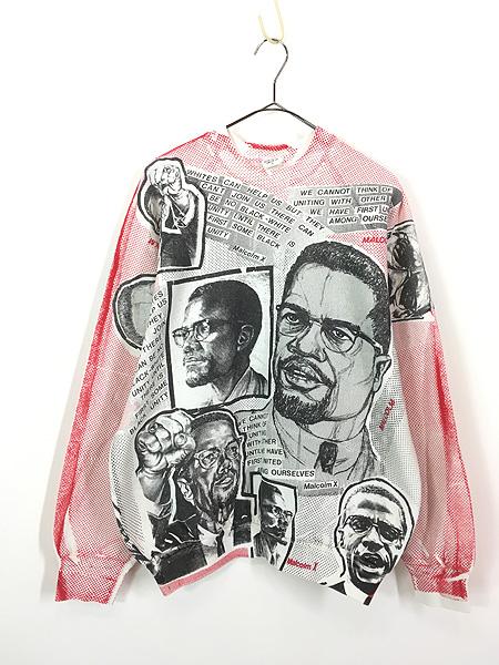 古着 90s USA製 MALCOLM X 豪華 マルチ オールオーバー ブラック カルチャー スウェット トレーナー Lの通販は