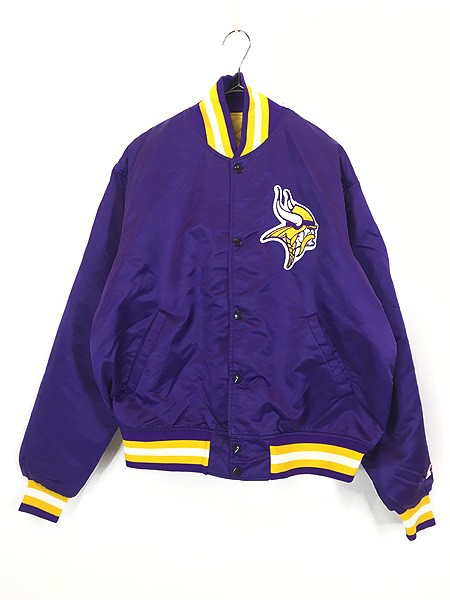 古着 90s USA製 NFL Minnesota Vikings バイキングス 光沢 サテン 