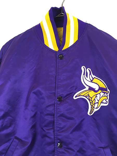 古着 90s USA製 NFL Minnesota Vikings バイキングス 光沢 サテン 