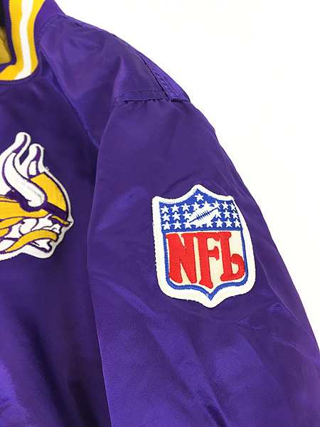 古着 90s USA製 NFL Minnesota Vikings バイキングス 光沢 サテン