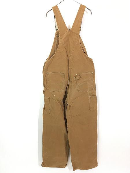 古着 90s USA製 Carhartt ペンキ ブラウン ダック Wニー ワーク オーバーオール W39 L30 古着の通販は