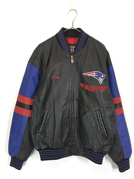 【NFL PATRIOTS / ペイトリオッツ】レザージャケット 古着 90s NFL New England Patriots ペイトリオッツ 本革 オール
