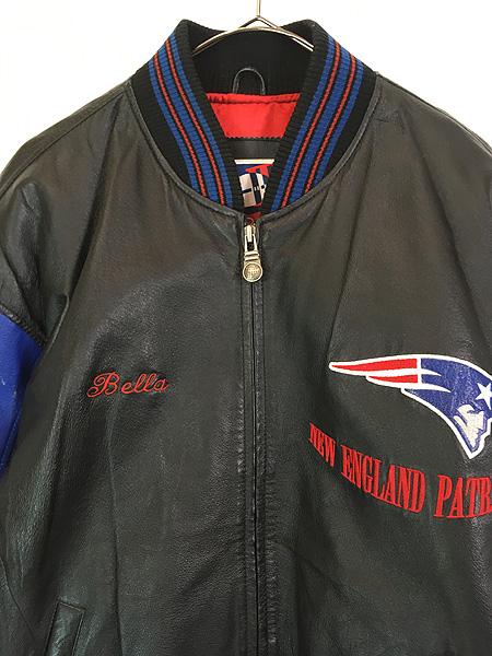 古着 90s NFL New England Patriots ペイトリオッツ 本革 オールレザー