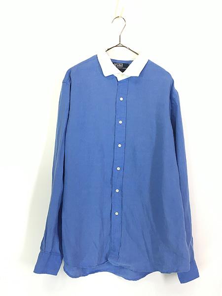 古着 Polo Ralph Lauren 「ESTATE」 ワイドカラー 100% リネン クレリック シャツ XL 古着の通販は